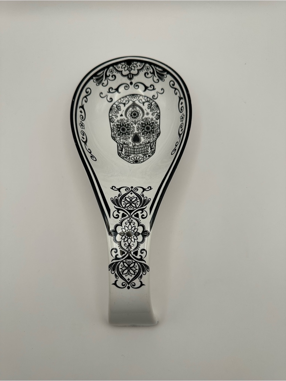 Designer’s Choice La Calavera Porcelain Hand Painted Halloween Skull Spoon Rest